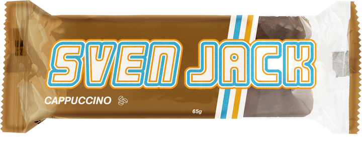 SvenJack Riegel aus Haferflocken mit Kakaoüberzug, weißen Schokoflocken und Kaffeearoma
