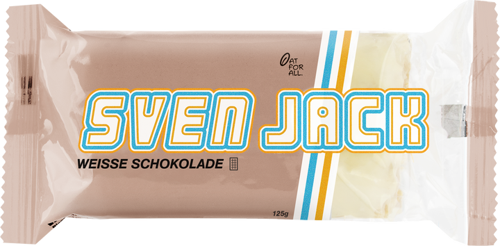 Sven Jack Riegel aus Haferflocken mit weißem Überzug und Kakaoflocken